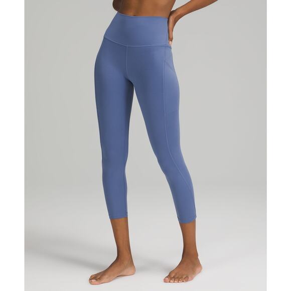 Lululemon 'Align' Blue Nylon High Rise Crop With Pockets 23" Size 4 - Picture 1 of 5